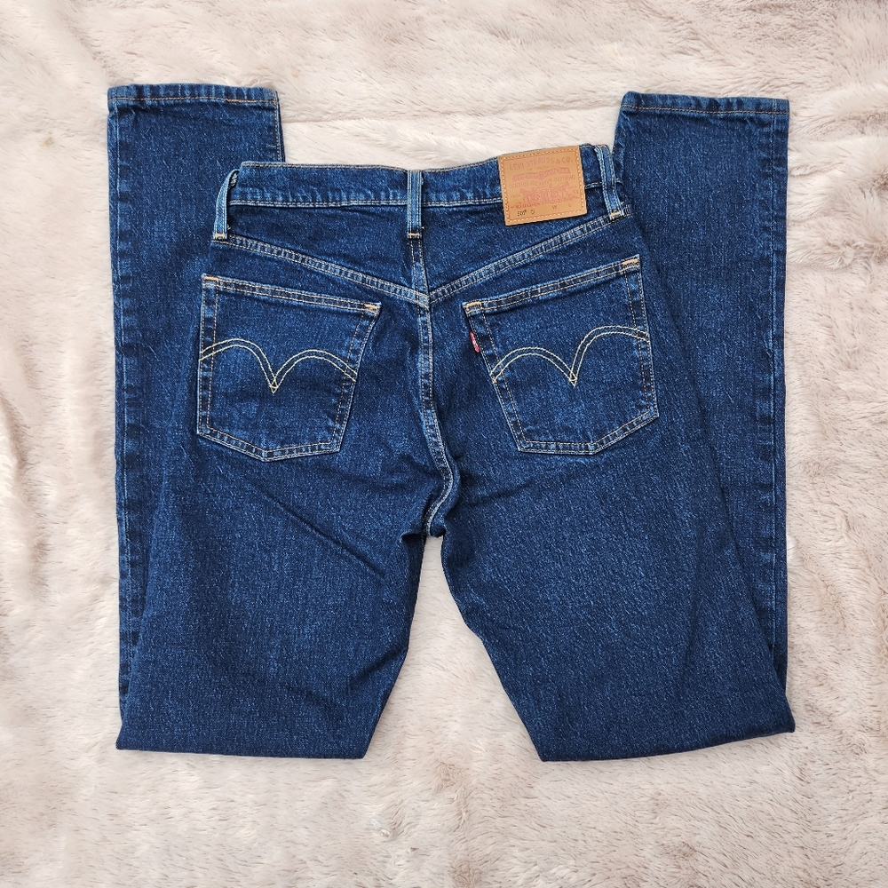 Levi's 501 High Waisted Skinny Jeans Medium Wash Size Small 26 Button Fly